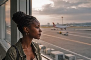 A young Black woman with braided hair